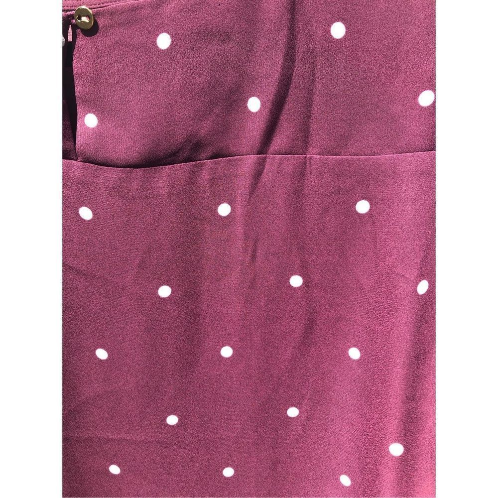 LOFT Burgundy Polka Dot Blouse - Picture 3 of 4